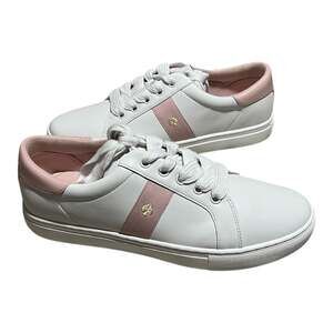 Kate Spade New York Iggy White and Pink Leather Sneakers Size 7.5B